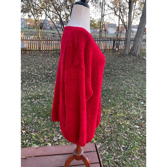 Red Cable Knit Pullover Sweater Size Large 100% Acrylic Long Sleeves Dana Scott - Picture 7 of 9